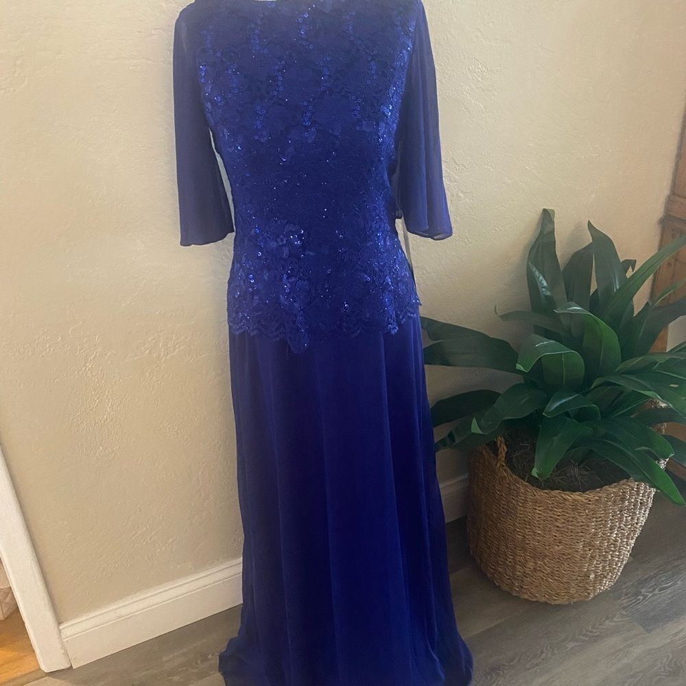 NWT Mother Of The Bride Dress Royal Blue Sz 4 - Picture 7 of 10